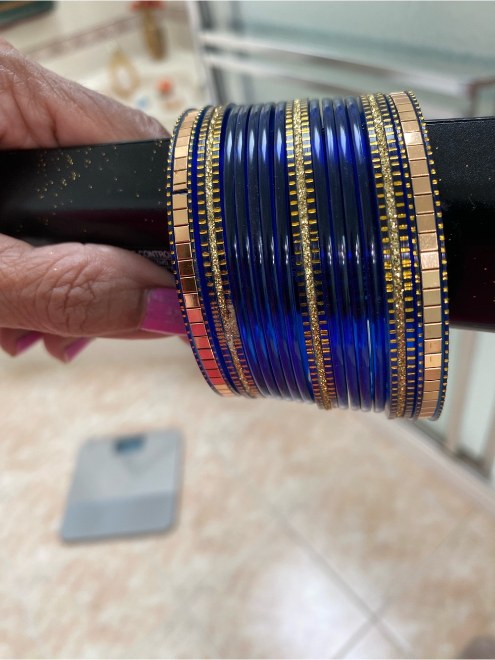 Blue and Gold Stackable Bangles - Women Jewelry